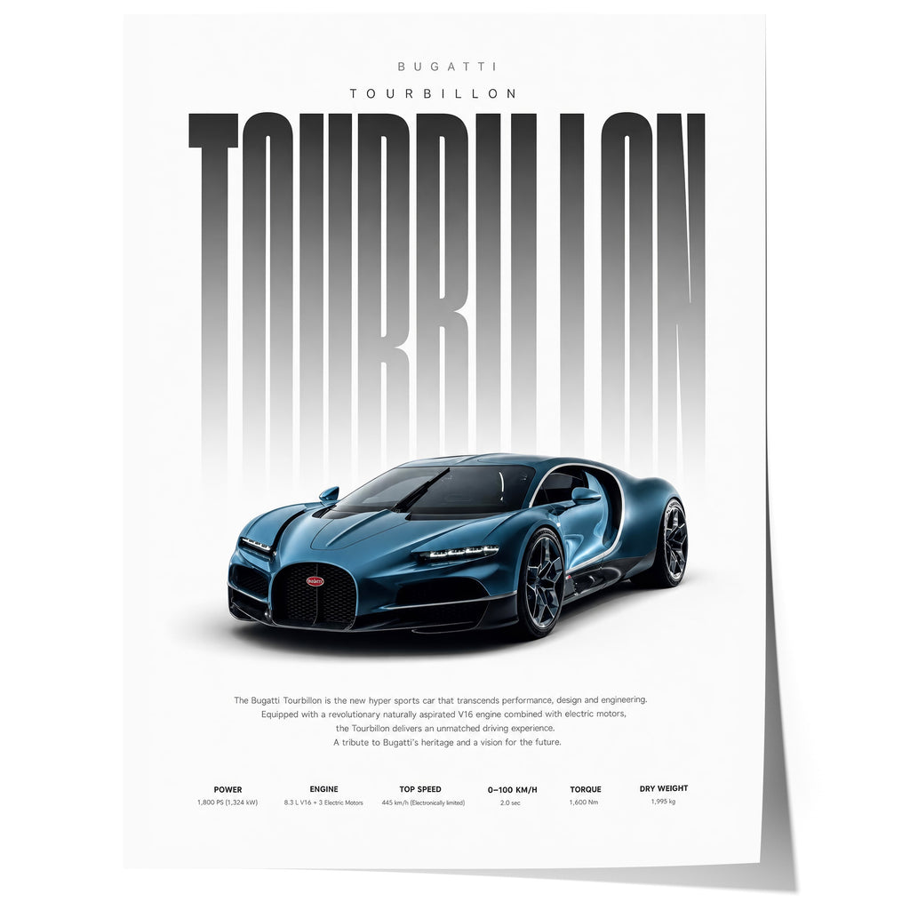 Hypercar Poster Dunkelblau · Geschenkidee · Luxus Sportwagen Wandbild · Deko Print ohne Rahmen