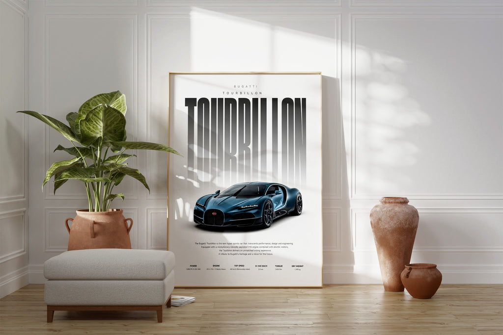 Hypercar Poster Dunkelblau · Geschenkidee · Luxus Sportwagen Wandbild · Deko Print ohne Rahmen