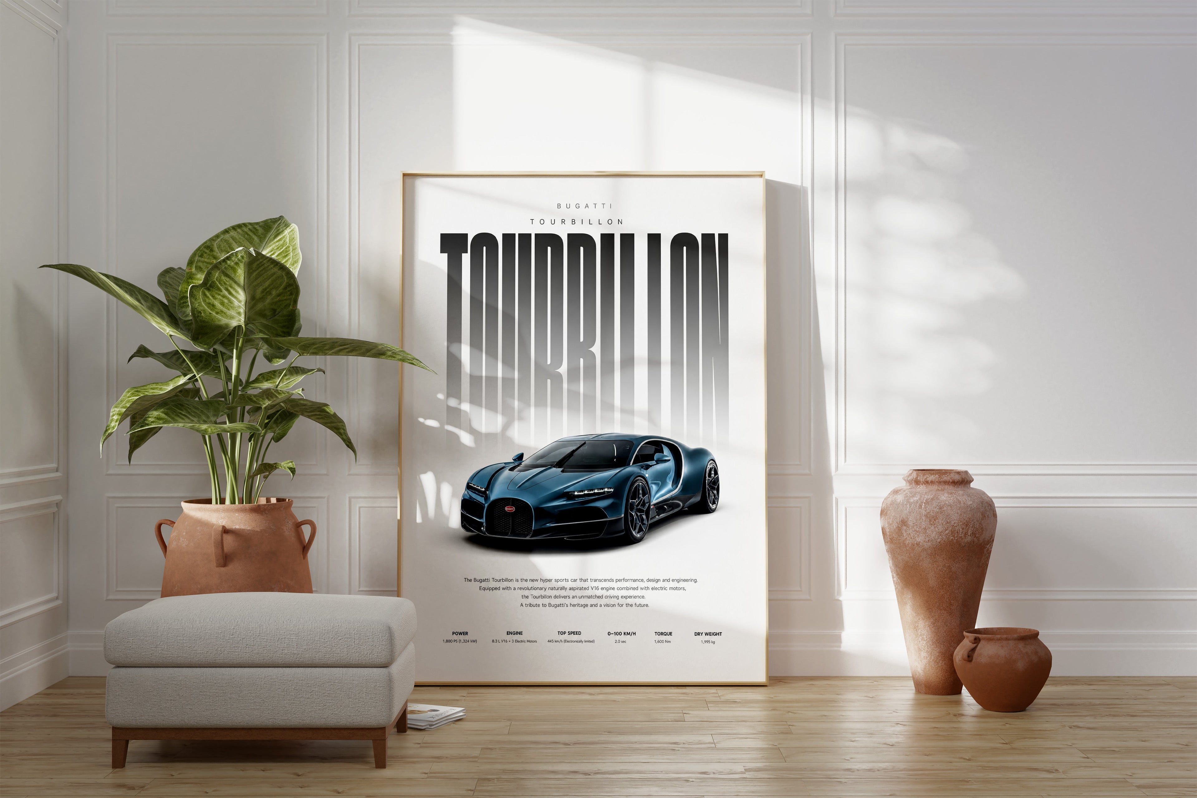 Hypercar Poster Dunkelblau · Geschenkidee · Luxus Sportwagen Wandbild · Deko Print ohne Rahmen