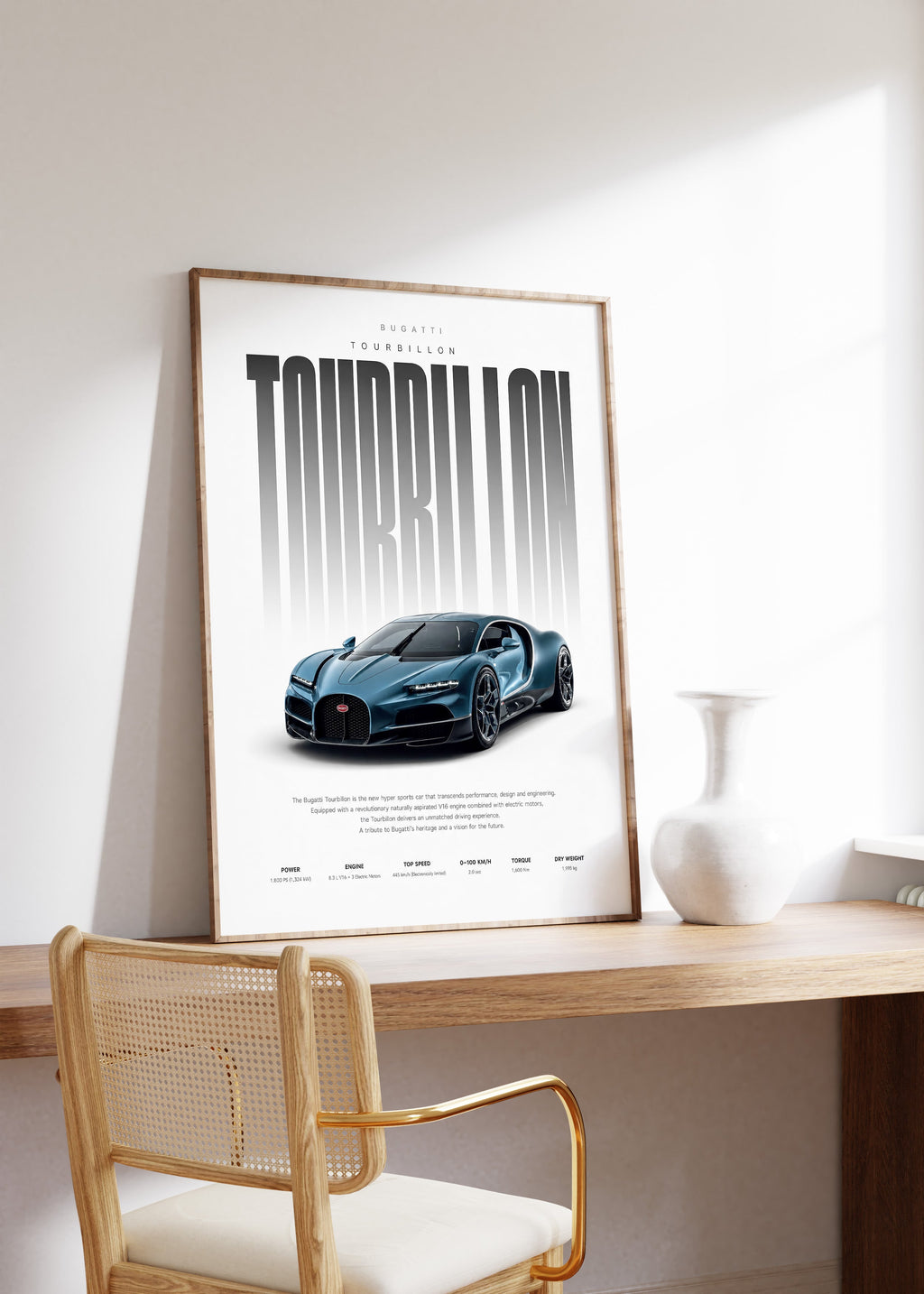 Hypercar Poster Dunkelblau · Geschenkidee · Luxus Sportwagen Wandbild · Deko Print ohne Rahmen