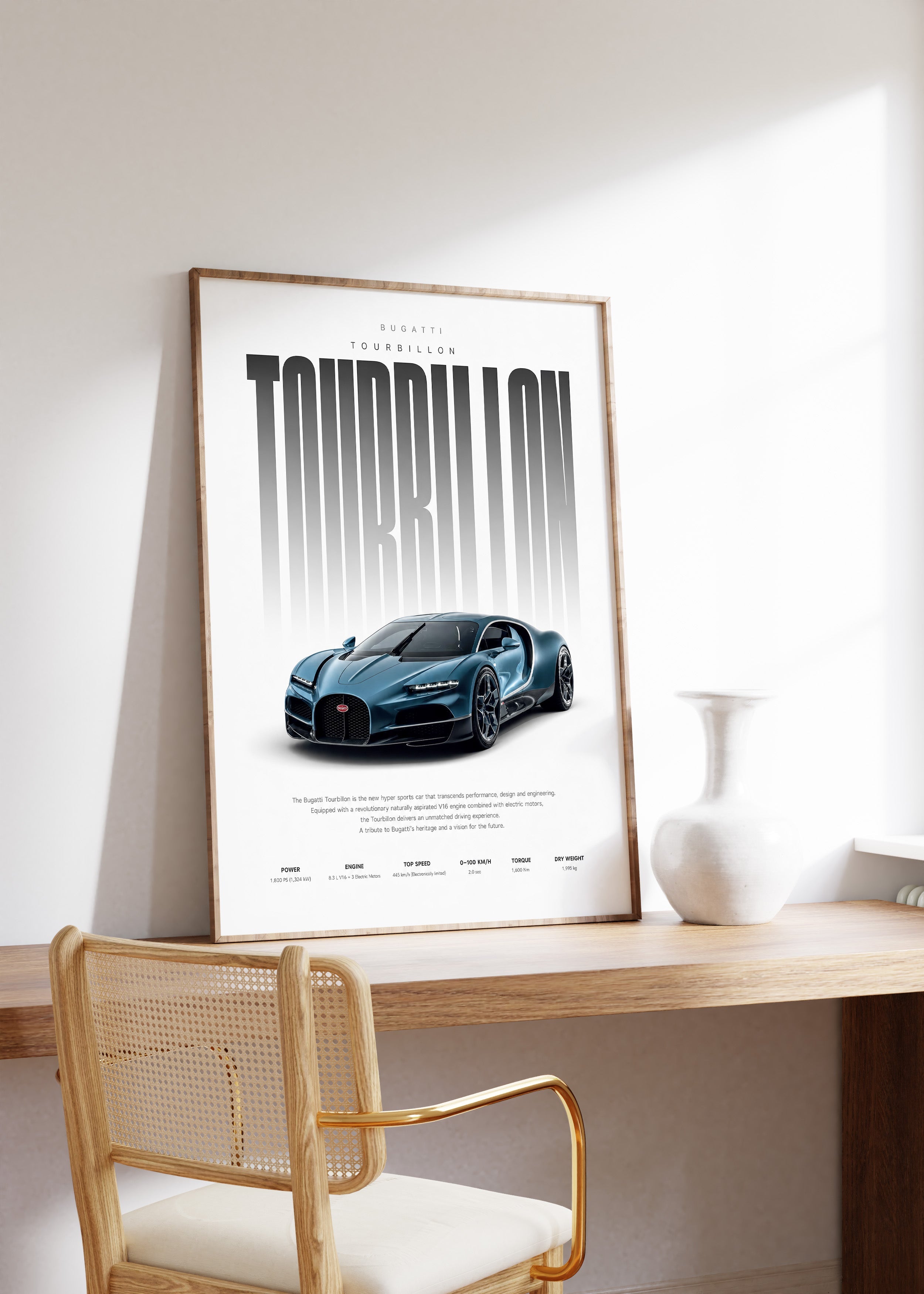 Hypercar Poster Dunkelblau · Geschenkidee · Luxus Sportwagen Wandbild · Deko Print ohne Rahmen