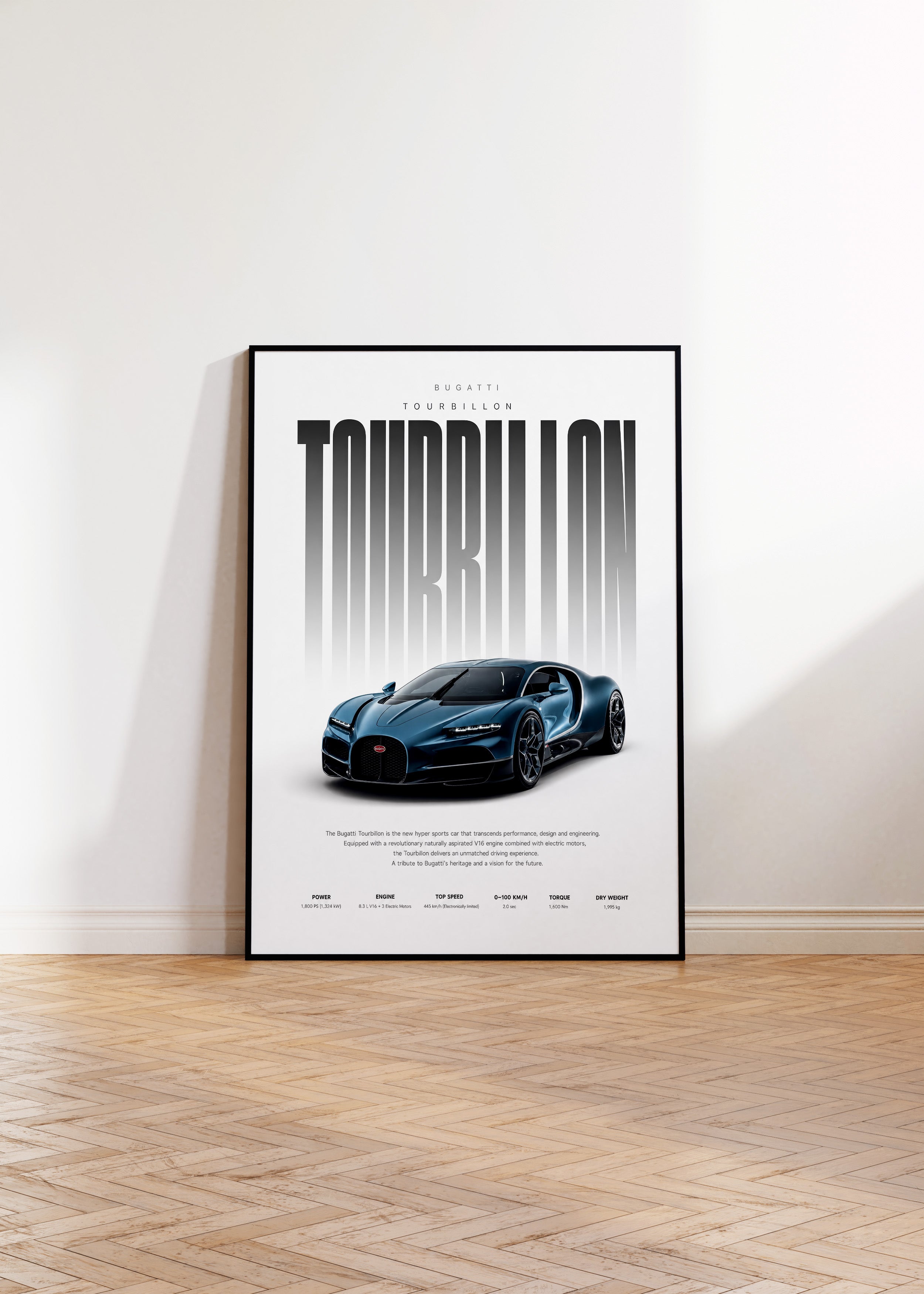 Hypercar Poster Dunkelblau · Geschenkidee · Luxus Sportwagen Wandbild · Deko Print ohne Rahmen