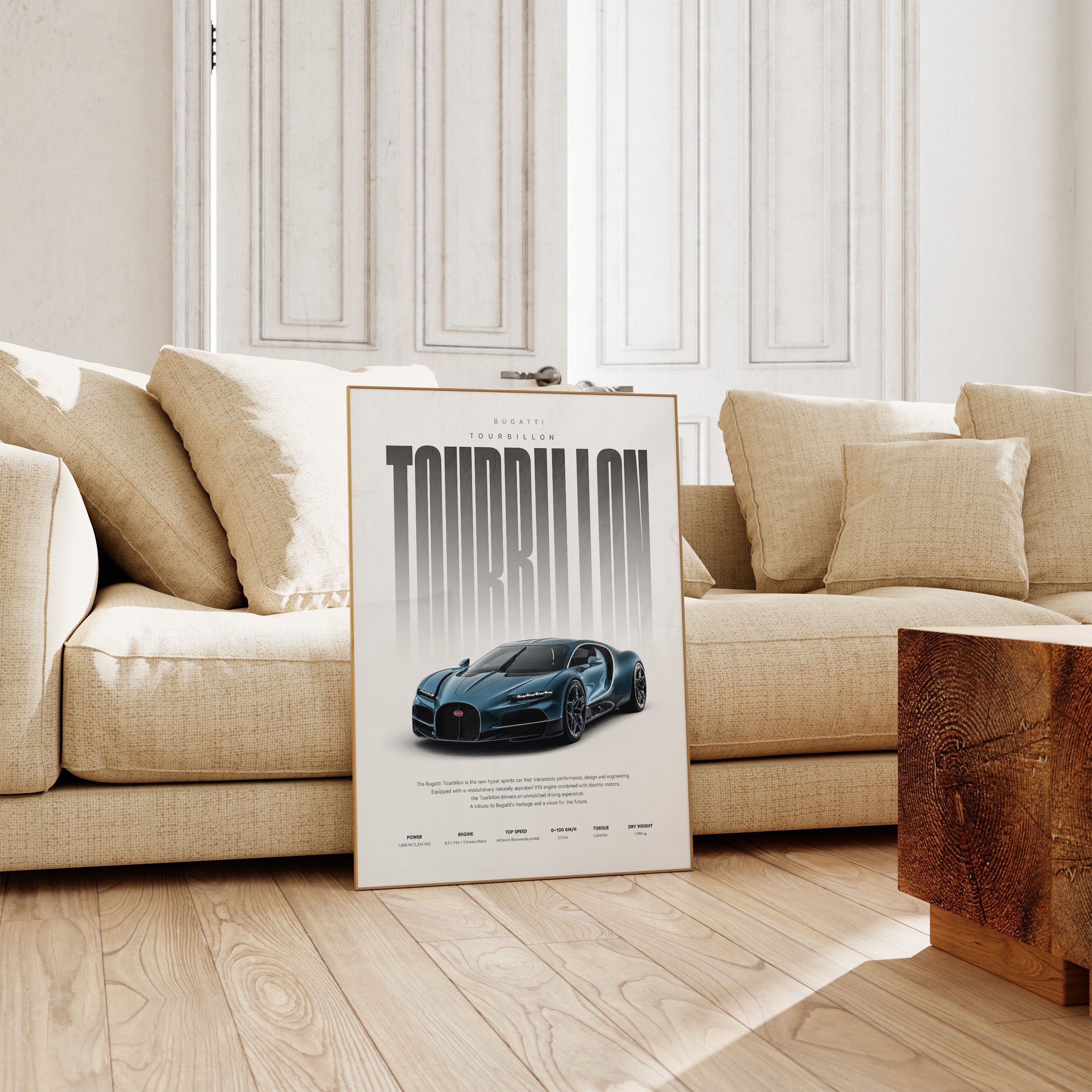 Hypercar Poster Dunkelblau · Geschenkidee · Luxus Sportwagen Wandbild · Deko Print ohne Rahmen