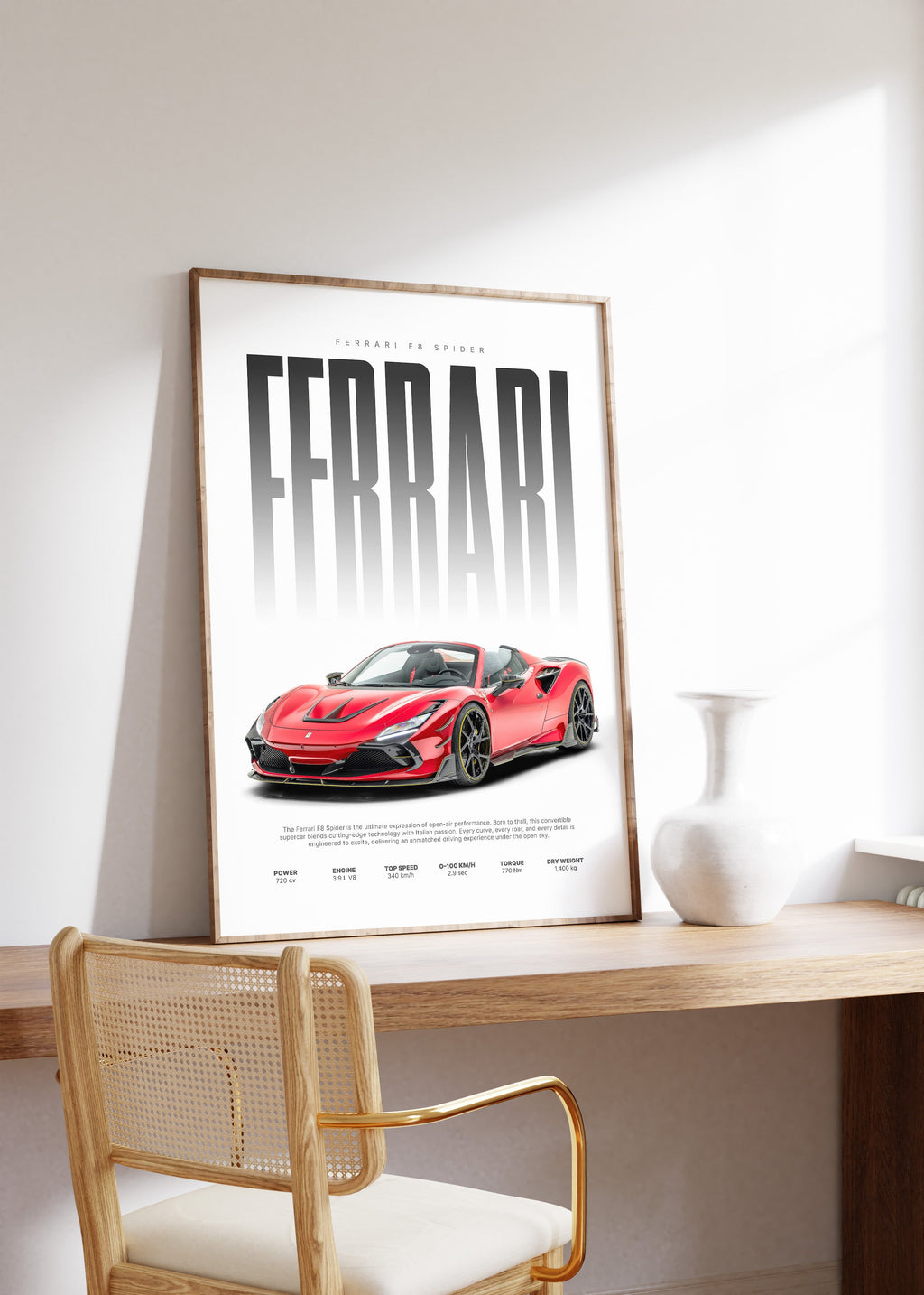 Roter Supersportwagen Poster · Geschenkidee · Cabrio Auto Wandbild · Deko Print ohne Rahmen