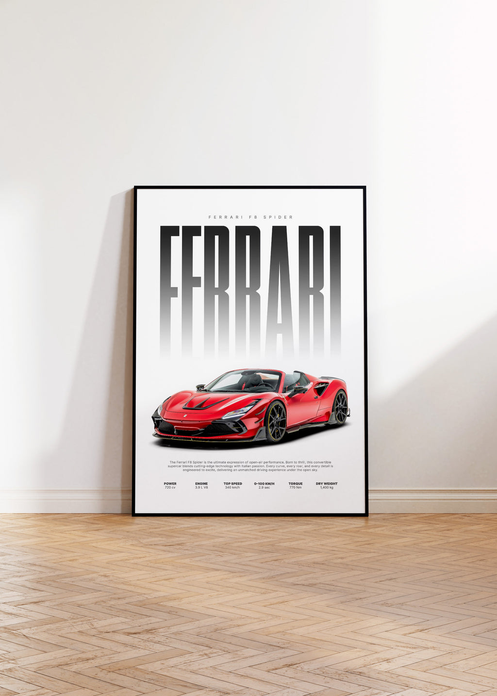 Roter Supersportwagen Poster · Geschenkidee · Cabrio Auto Wandbild · Deko Print ohne Rahmen