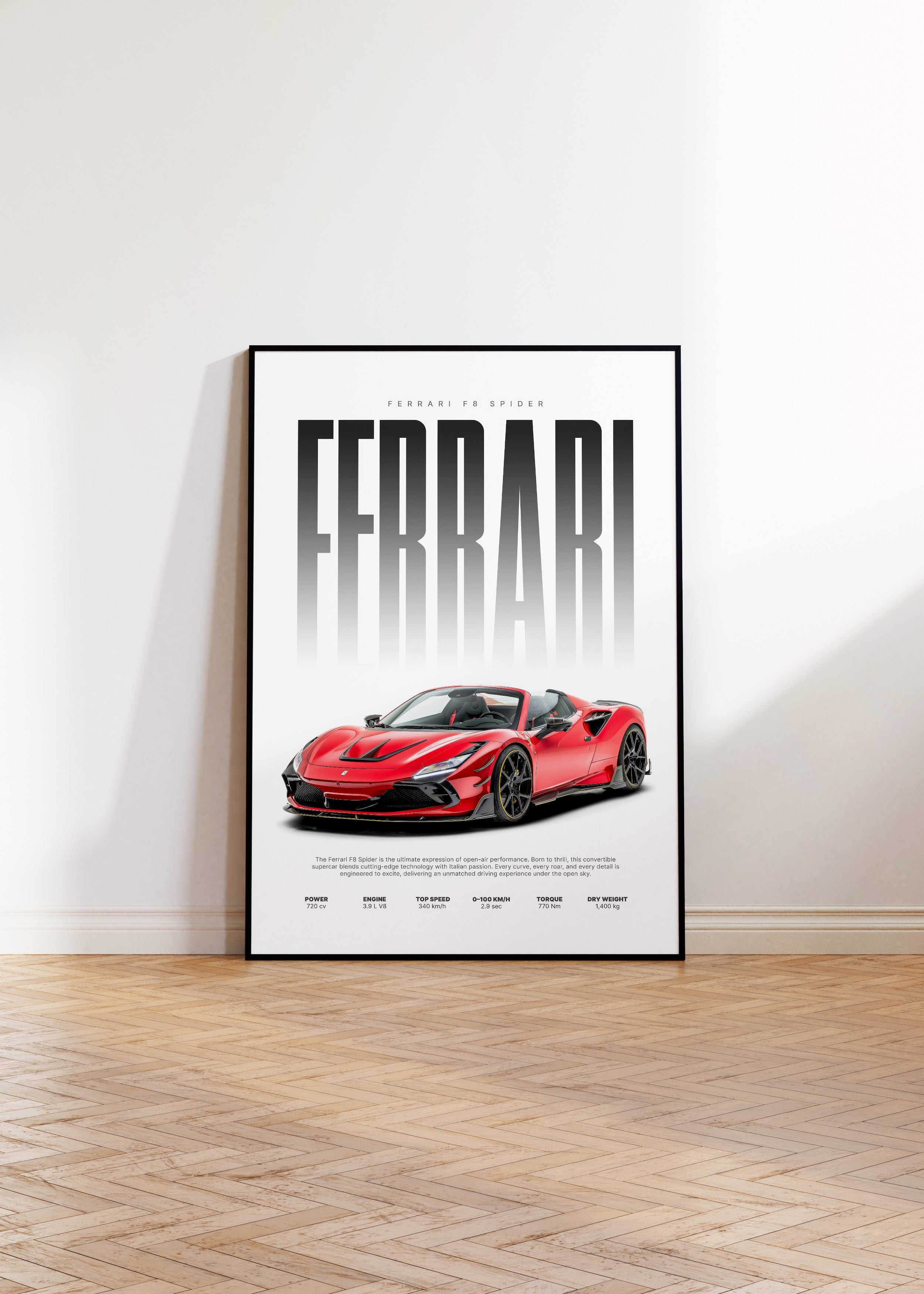 Roter Supersportwagen Poster · Geschenkidee · Cabrio Auto Wandbild · Deko Print ohne Rahmen