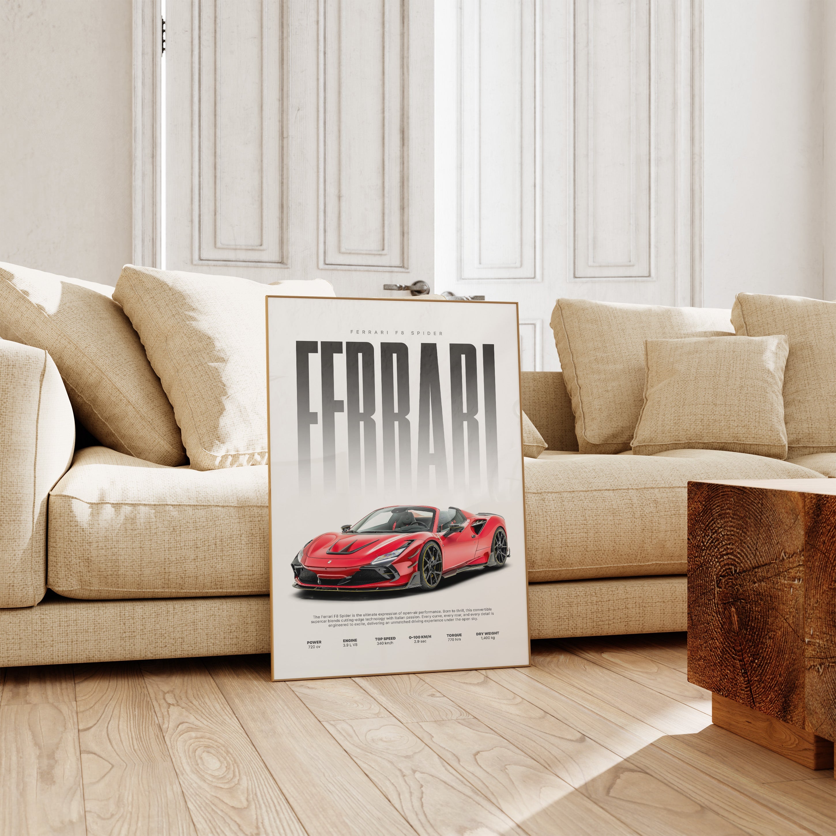 Roter Supersportwagen Poster · Geschenkidee · Cabrio Auto Wandbild · Deko Print ohne Rahmen