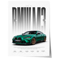 Sportwagen Poster Grün · Geschenkidee · Performance Coupé Wandbild · Motorsport Deko Print ohne Rahmen