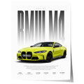 Sportwagen Poster Gelb · Geschenkidee · Performance Coupé Wandbild · Deko Print ohne Rahmen