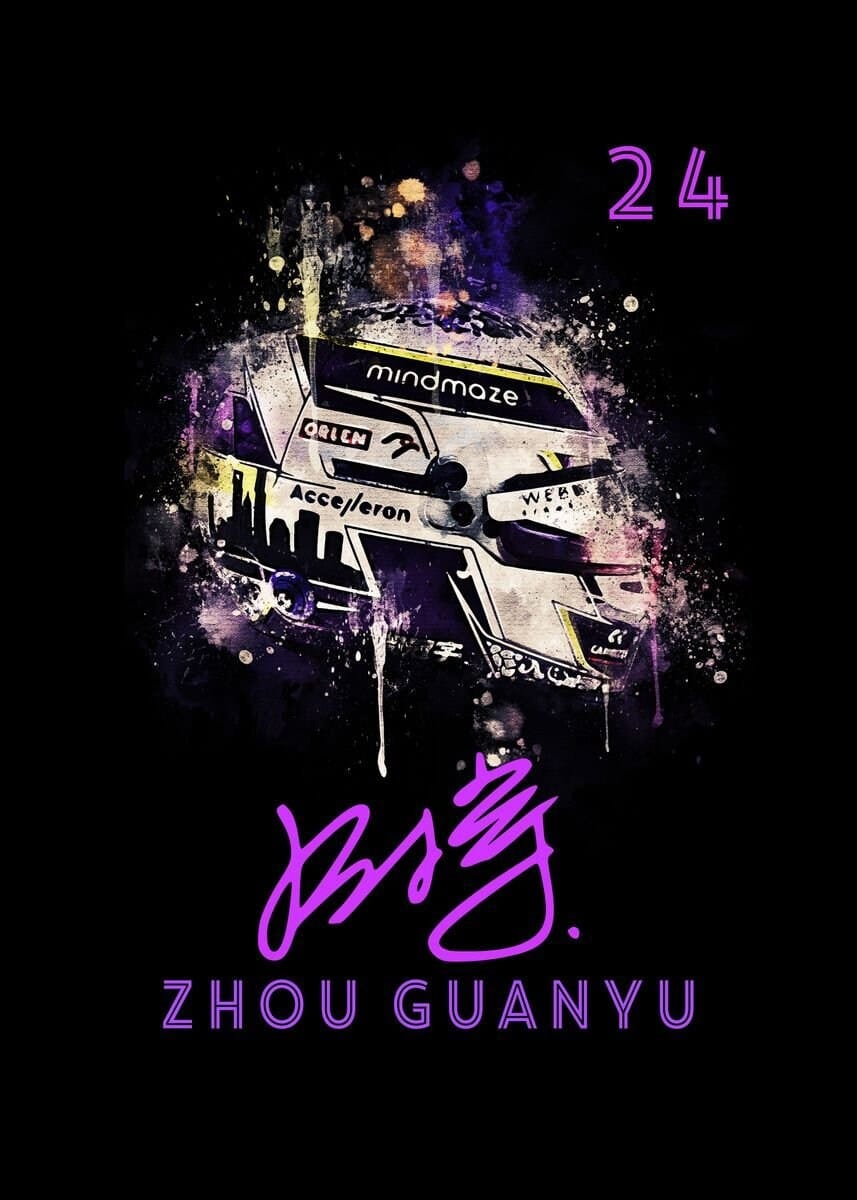 Poster Formel 1 Helm Aquarell Rennfahrer Name Unterschrift Rennnummer · Deko Print ohne Rahmen
