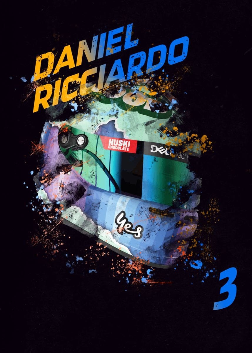 Poster Formel 1 Helme Rennfahrer Fahrernummer · Deko Print ohne Rahmen