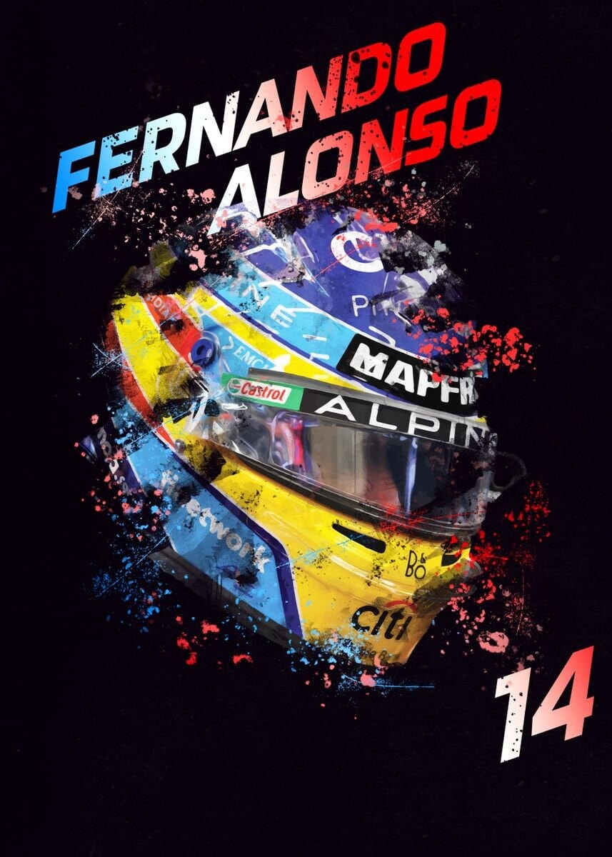 Poster Formel 1 Helme Rennfahrer Fahrernummer · Deko Print ohne Rahmen