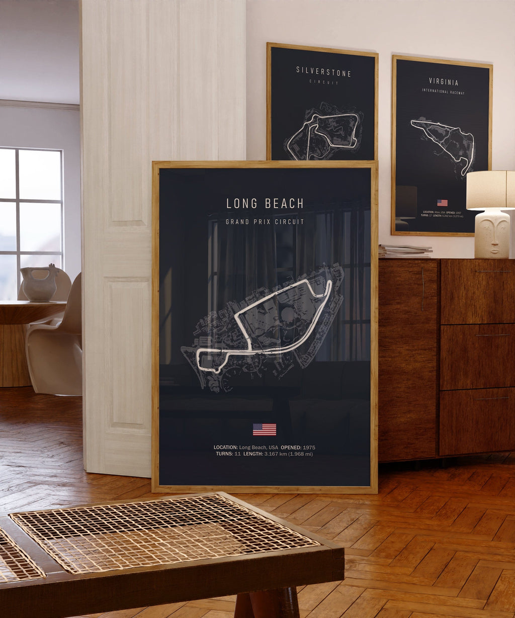 Poster FORMEL 1 LONG BEACH Mid Ohio Nashville Portland Belle Isle St. Petersburg Toronto Texas · Wanddeko · Kunstdruck ohne Rahmen