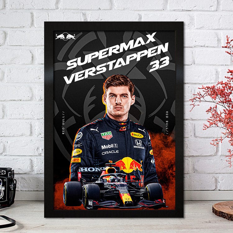 Poster Formel 1 Max Verstappen Rennfahrer Helm Rennwagen Red Bull · Deko Print ohne Rahmen