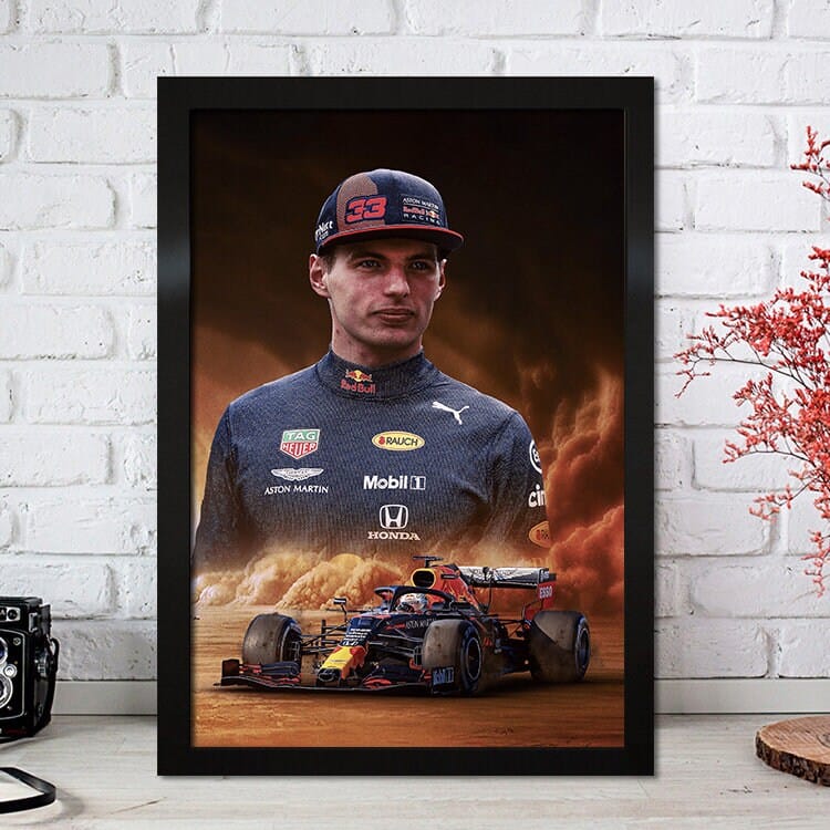 Poster Formel 1 Max Verstappen Rennfahrer Helm Rennwagen Red Bull · Deko Print ohne Rahmen