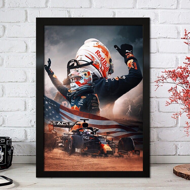 Poster Formel 1 Max Verstappen Rennfahrer Helm Rennwagen Red Bull · Deko Print ohne Rahmen