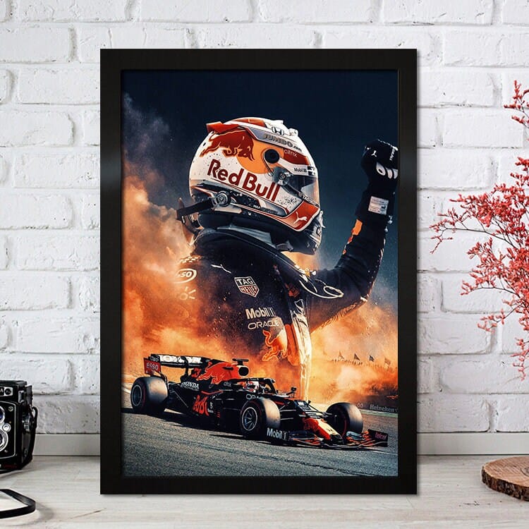 Poster Formel 1 Max Verstappen Rennfahrer Helm Rennwagen Red Bull · Deko Print ohne Rahmen