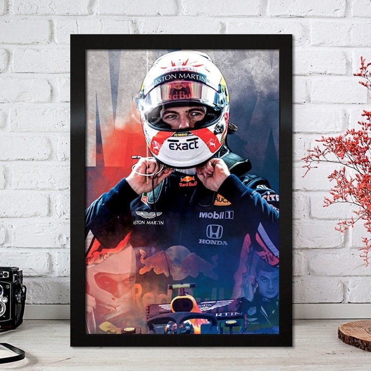 Poster Formel 1 Max Verstappen Rennfahrer Helm Rennwagen Red Bull · Deko Print ohne Rahmen