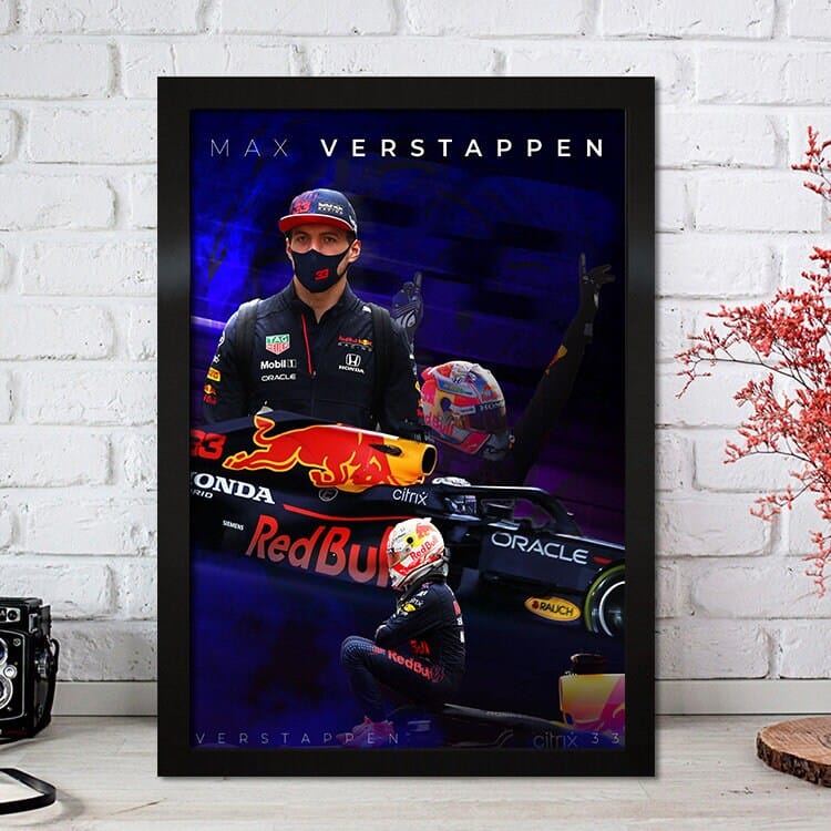 Poster Formel 1 Max Verstappen Rennfahrer Helm Rennwagen Red Bull · Deko Print ohne Rahmen