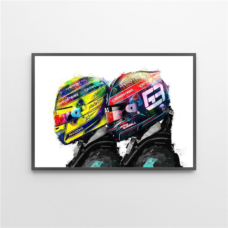 Poster Formel 1 Rennfahrer Helm · Deko Print ohne Rahmen