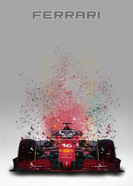 Poster Formel 1  Rennwagen Aquarell · Deko Print ohne Rahmen