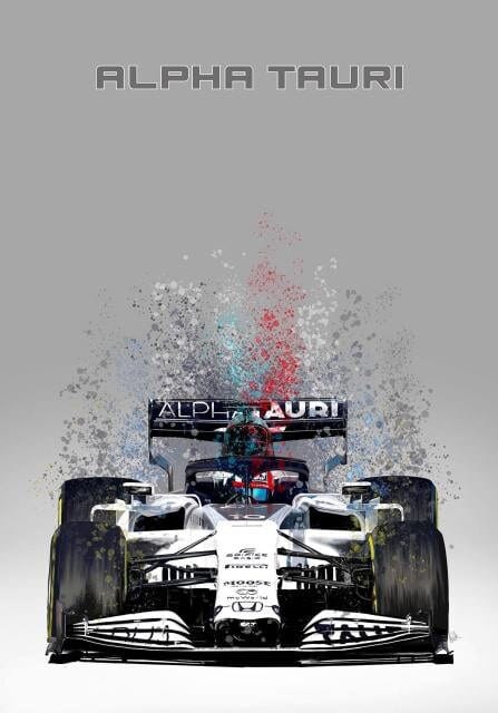 Poster Formel 1  Rennwagen Aquarell · Deko Print ohne Rahmen