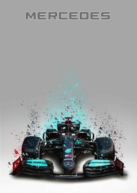 Poster Formel 1  Rennwagen Aquarell · Deko Print ohne Rahmen