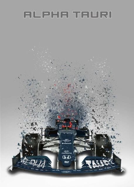 Poster Formel 1  Rennwagen Aquarell · Deko Print ohne Rahmen