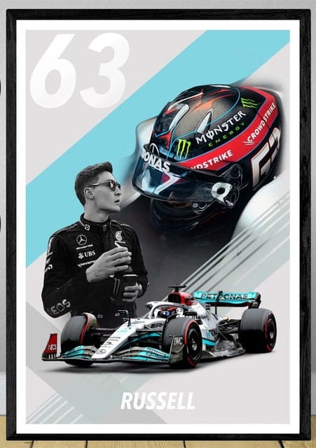 Poster Formel 1 Rennwagen Grand Prix Rennfahrer Namen Wagen Nummer ·  Deko Print ohne Rahmen