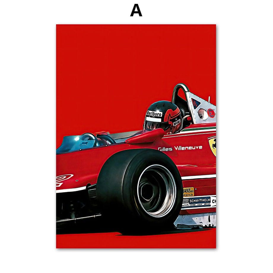 Poster Formel 1 Rennwagen Rennfahrer Aquarell · Deko Print ohne Rahmen