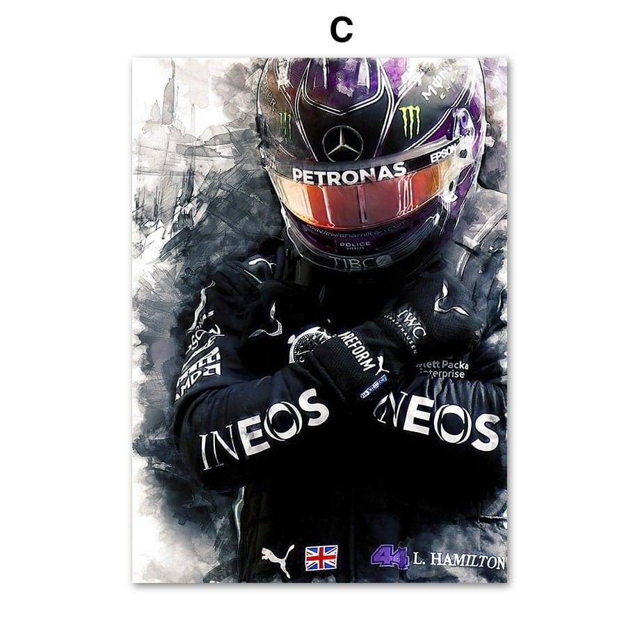 Poster Formel 1 Rennwagen Rennfahrer Aquarell · Deko Print ohne Rahmen