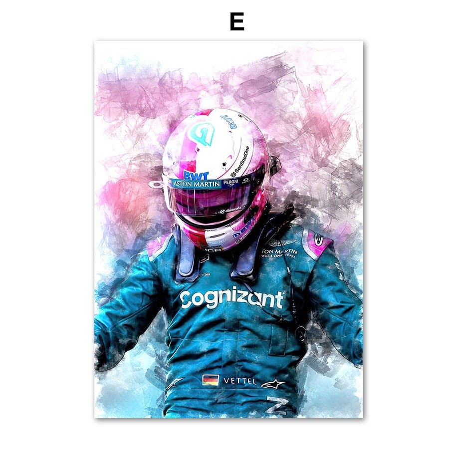 Poster Formel 1 Rennwagen Rennfahrer Aquarell · Deko Print ohne Rahmen