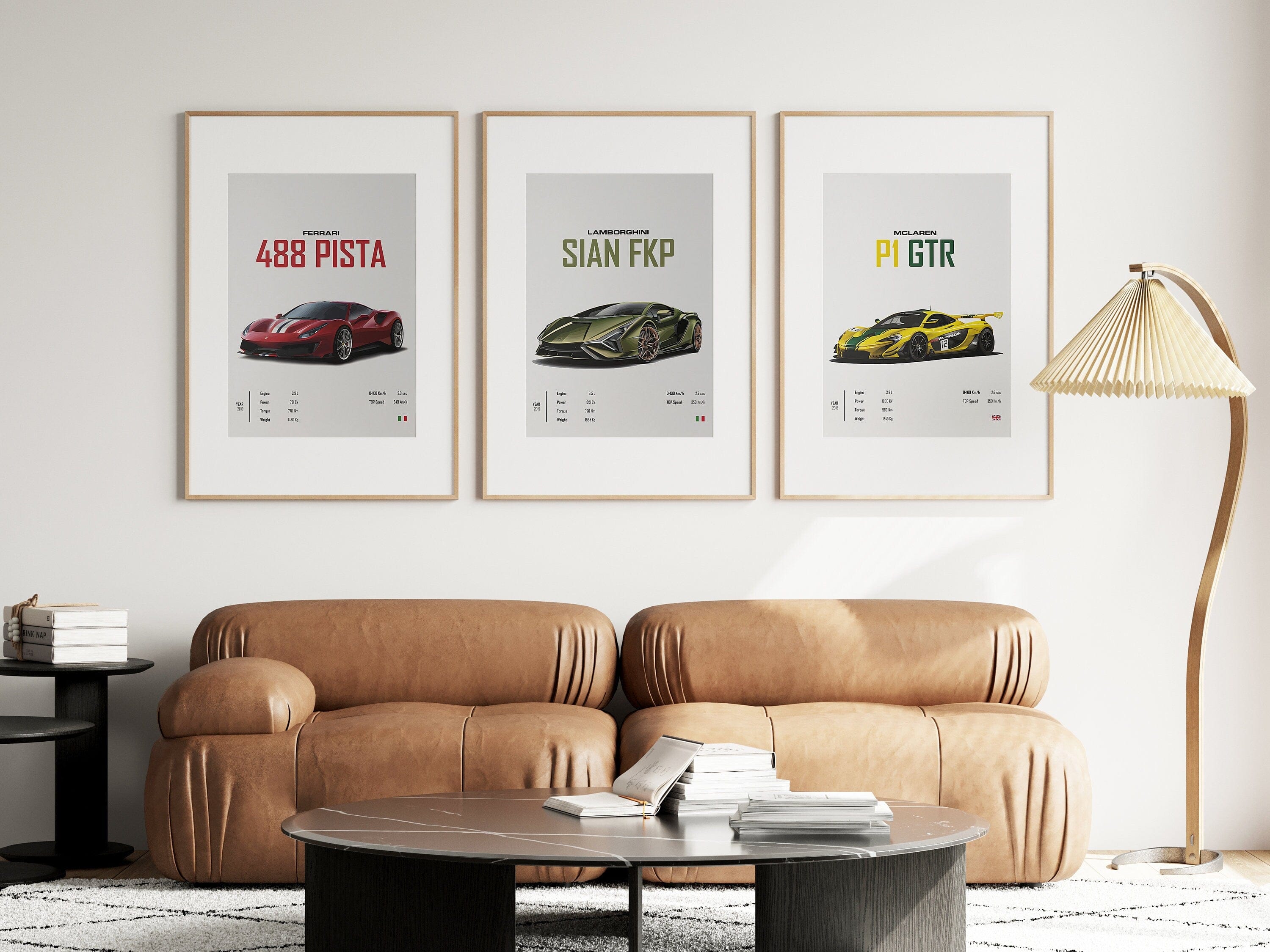 Poster Sportwagen FERRARI LAMBORGHINI MCLAREN Klassiker Legenden · Geschenk für ihn · Wohnzimmmer & Büro · Wand Deko · Print ohne Rahmen