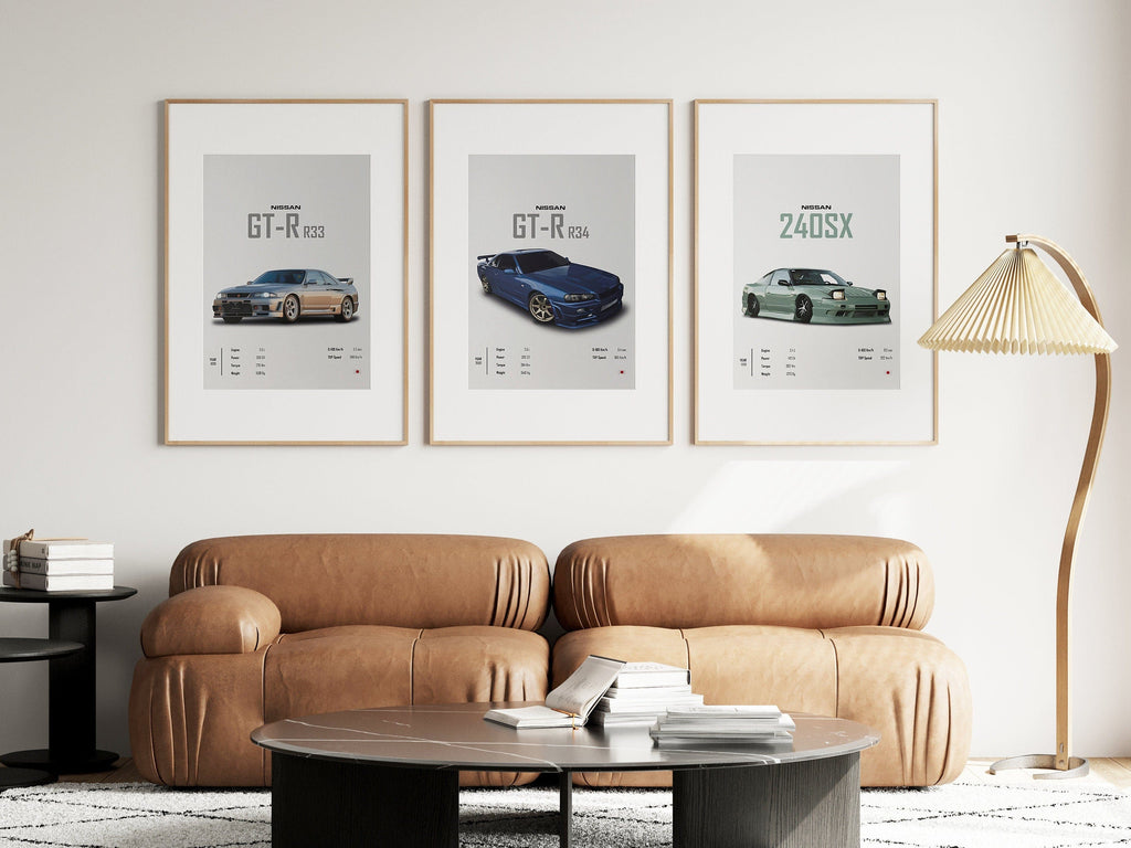 Poster Sportwagen NISSAN GT-R SX Klassiker Legenden · Geschenk für ihn · Wohnzimmmer & Büro · Wand Deko · Print ohne Rahmen