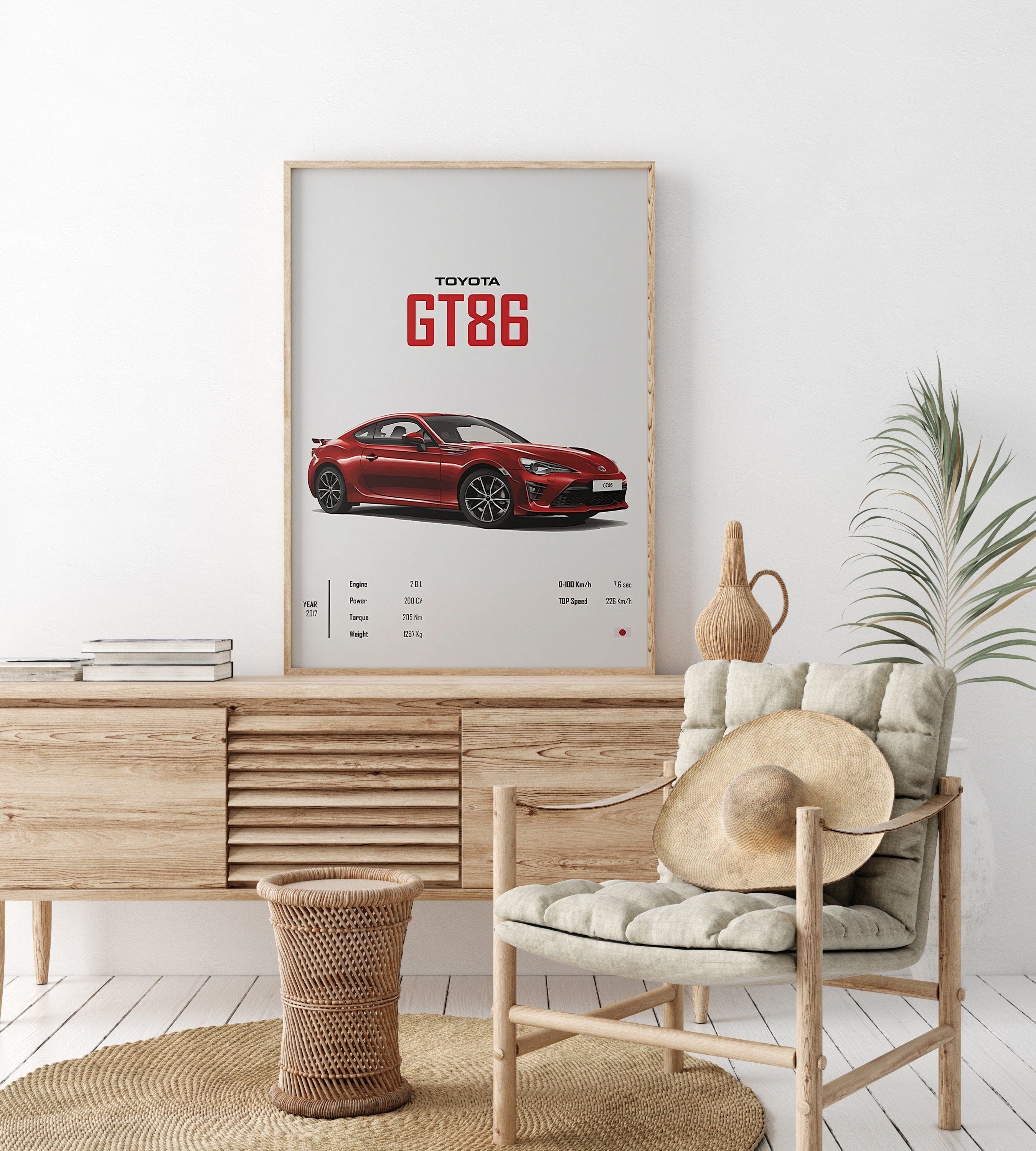 Poster Sportwagen TOYOTA SUPRA GT86  Klassiker Legenden · Geschenk für ihn · Wohnzimmmer & Büro · Wand Deko · Print ohne Rahmen