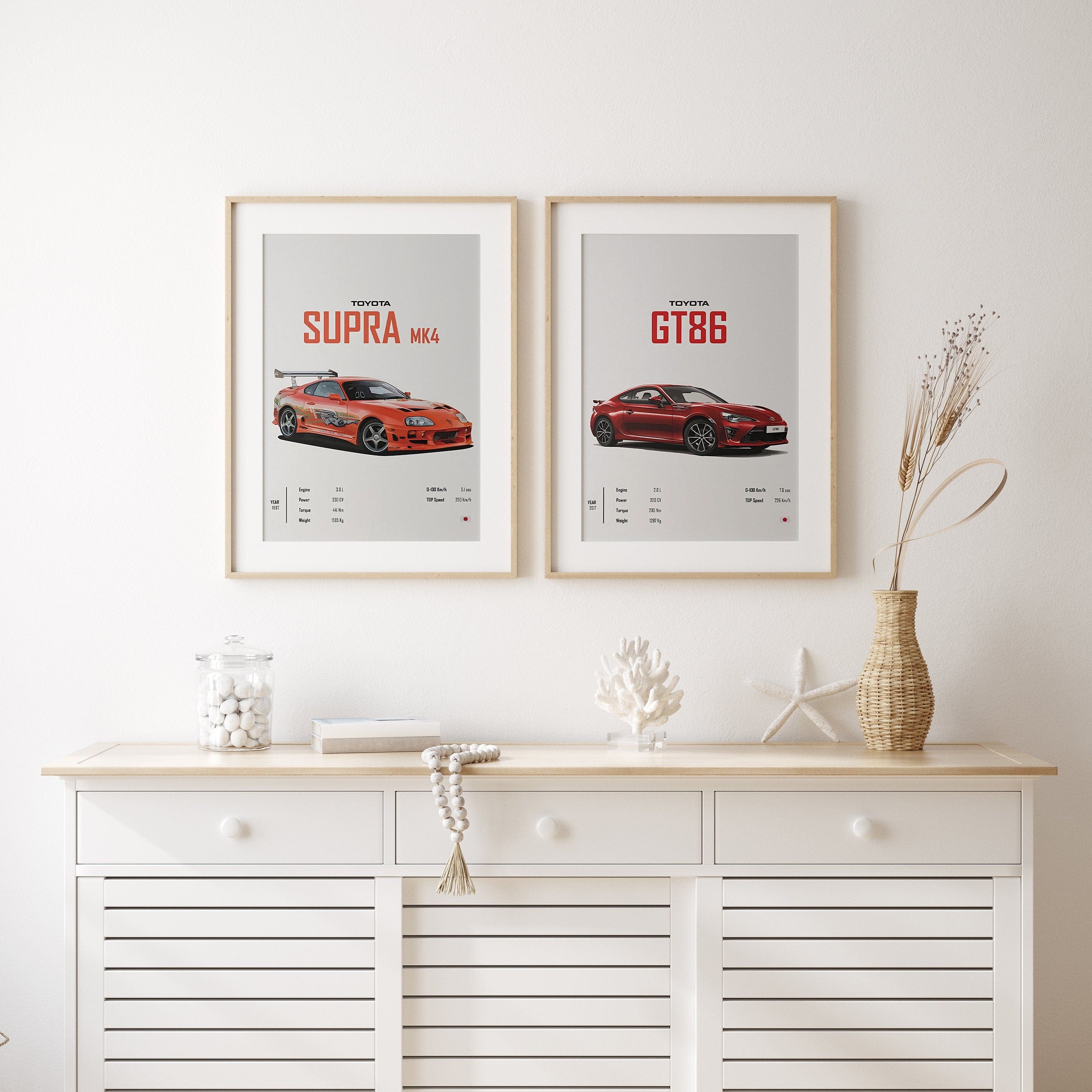 Poster Sportwagen TOYOTA SUPRA GT86  Klassiker Legenden · Geschenk für ihn · Wohnzimmmer & Büro · Wand Deko · Print ohne Rahmen